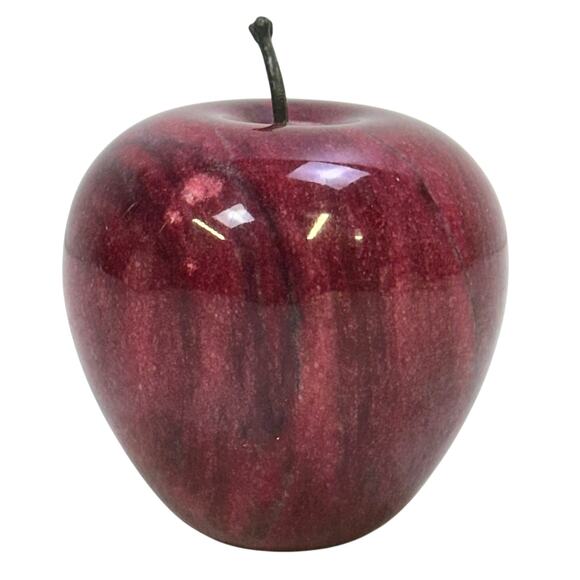 Red Apple Heavy Marble Stone 3" Paperweight - Picture 2 of 5